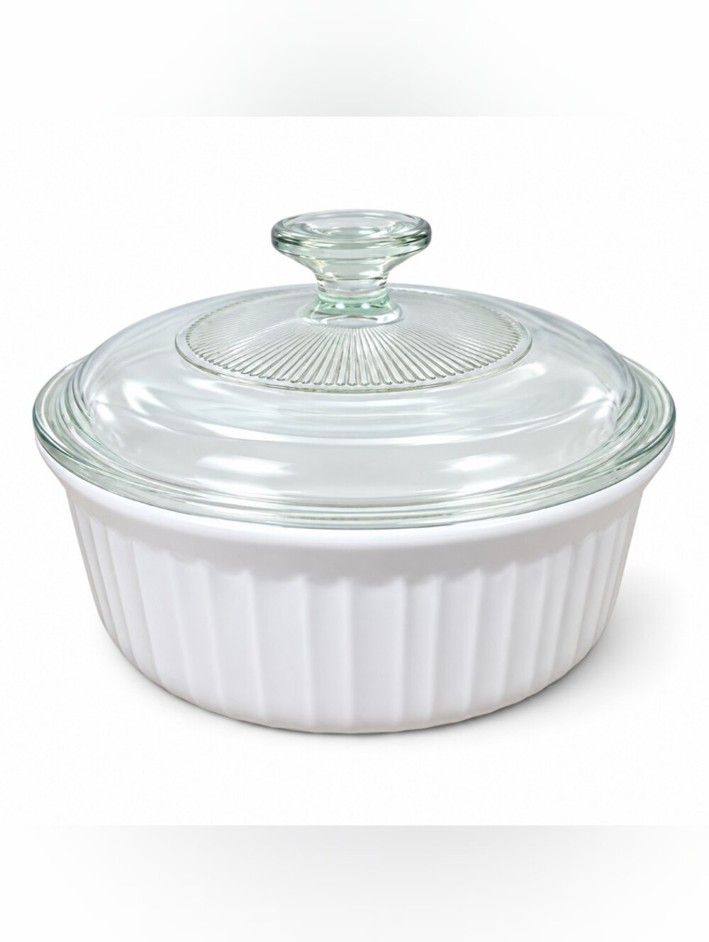 CorningWare French White 1.5 Qt Round Casserole Dish Glass Lid Stoneware